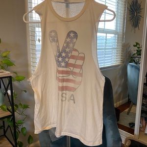 USA peace sign flag muscle shirt